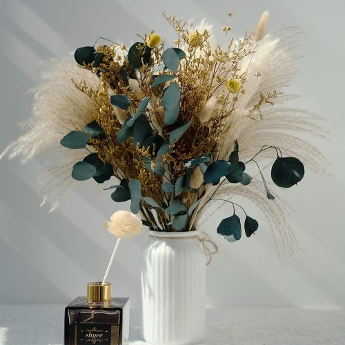 Matorino -Natural Dried Flower Bouquet ,17" White Pampas Grass Branches Boho Décor for Vase,Home Décor Table Decorations for Party Wedding.