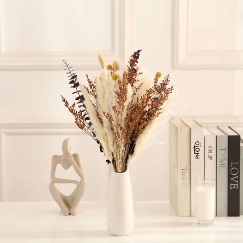 Matorino -Total 34 pcs Dried Pampas Grass Décor, Pompous Grass, Blue Eucalyptus Leaves, Bunny Tails Dried Flowers Reed Grass, 17 inch Pompass Grass for Flower Arrangements Boho Wedding Home Décor.
