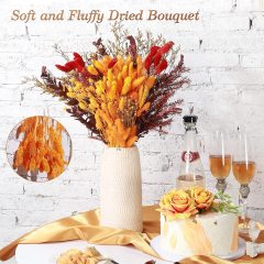 Matorino -Boho Flowers Orange Pampas Grass Decor Fluffy Dried Flower Bouquet Dry Pompas 17"-95-Pcs Fall Decorations for Home Pompous.