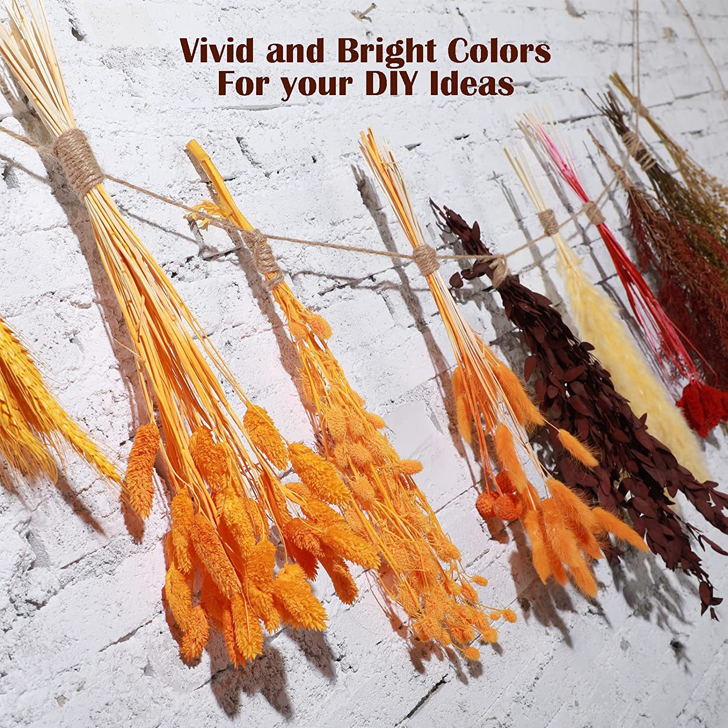 Matorino -Boho Flowers Orange Pampas Grass Decor Fluffy Dried Flower Bouquet Dry Pompas 17"-95-Pcs Fall Decorations for Home Pompous.
