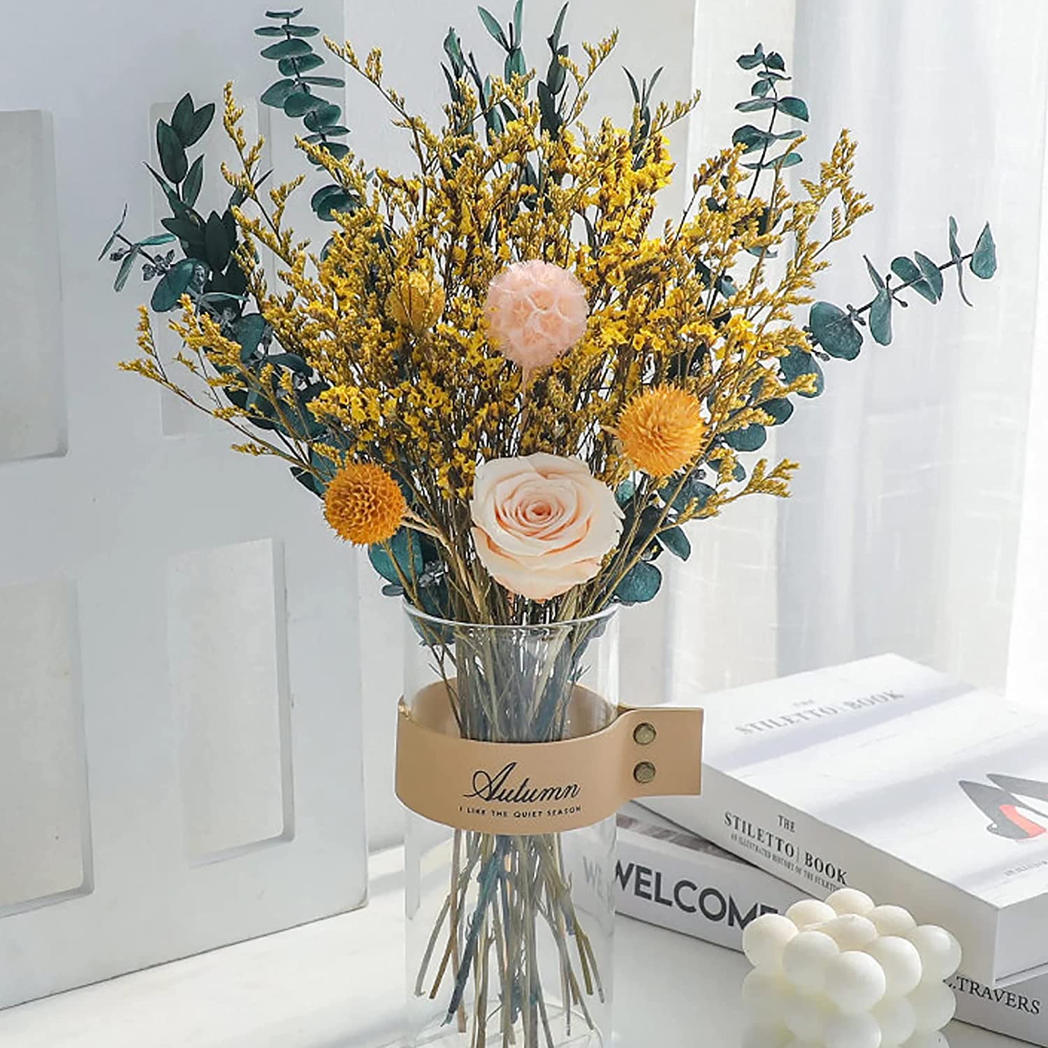 Matorino -Preserved Natural Bouquet, 25 stem Real Fresh Limonium Bellidifolium, Sea Lavender, Baby Breath Flowers, for Wedding Birthday, Home Décor, Gift, Rustic Holiday Décor.