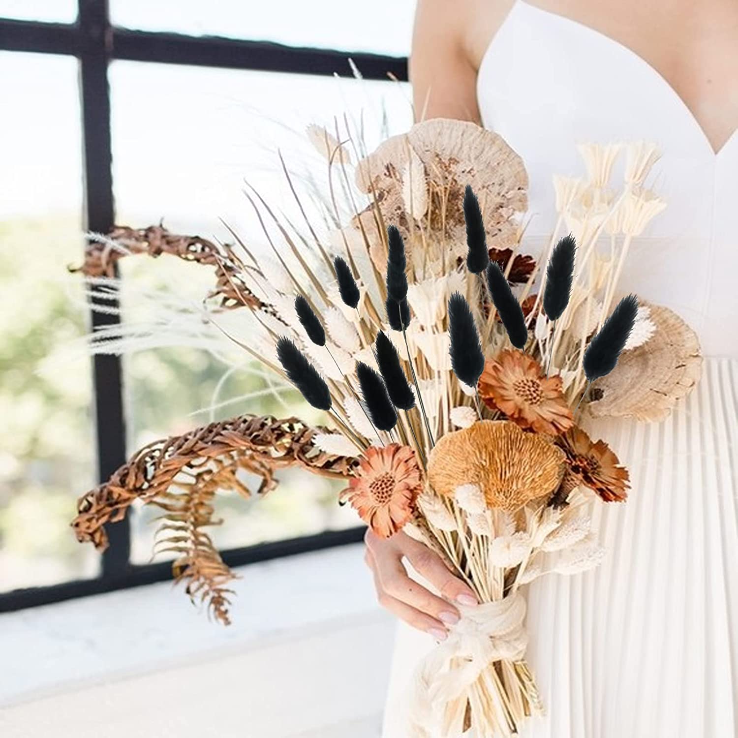 Matorino -Dried Lagurus ovatus, Boho Home Decor Bouquet, Dried Bunny Tails Pampas for Dried Flowers Arrangements Wedding Bathroom Home Decor.