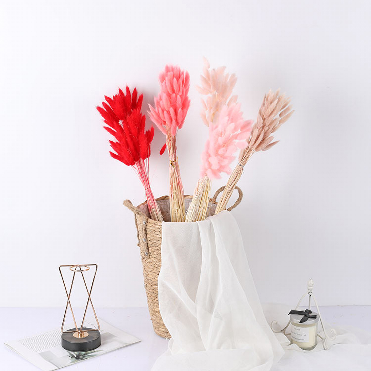 Matorino -Dried Lagurus ovatus, Boho Home Decor Bouquet, Dried Bunny Tails Pampas for Dried Flowers Arrangements Wedding Bathroom Home Decor.