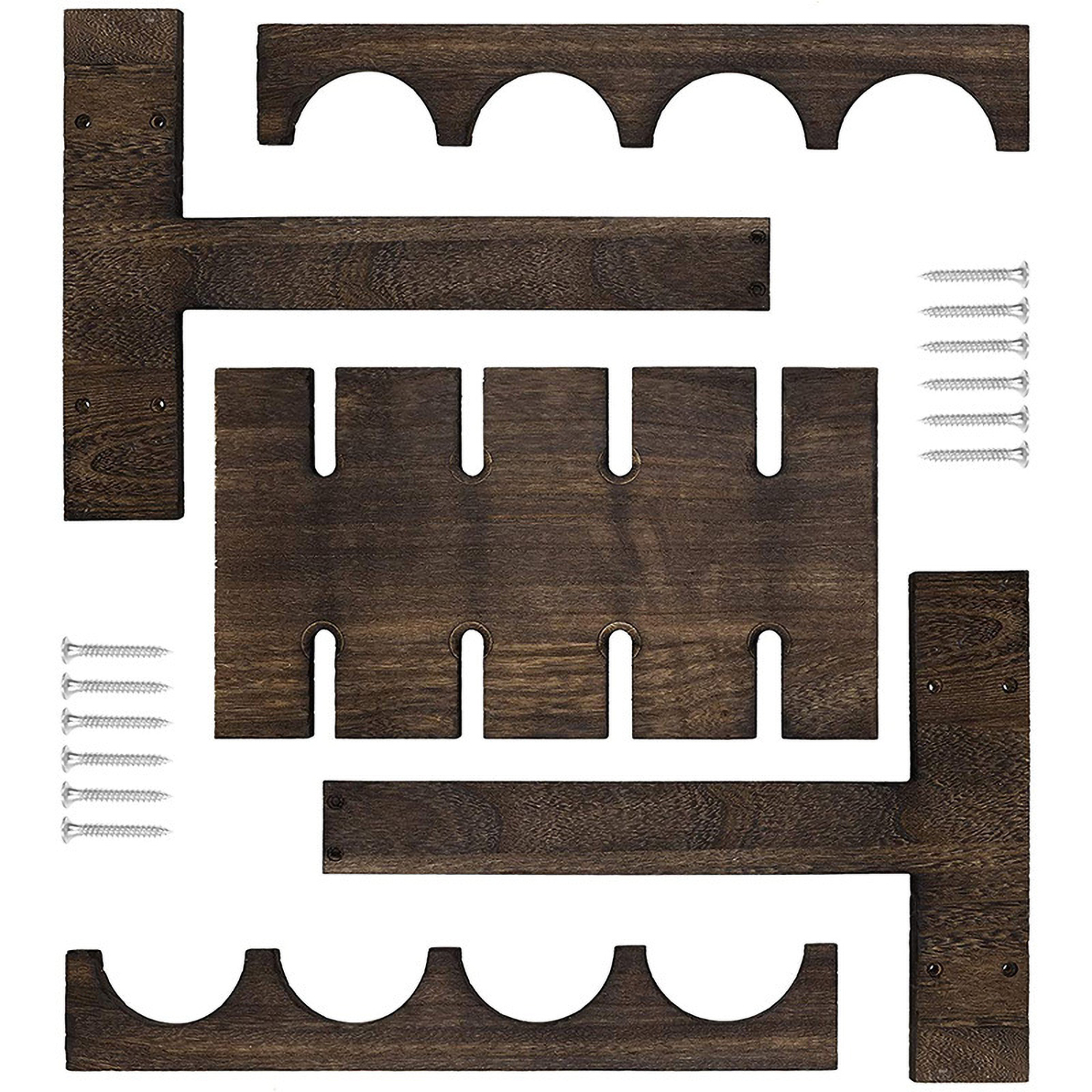 Matorino -Wood Wine Rack, Countertop Wine Storage Stand, Hold 4 Wine Bottles and 8 Glasses, Freestanding Wine Holder Stand for Kitchen, Pantry, Cellar, Bar.