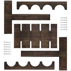 Matorino -Wood Wine Rack, Countertop Wine Storage Stand, Hold 4 Wine Bottles and 8 Glasses, Freestanding Wine Holder Stand for Kitchen, Pantry, Cellar, Bar.