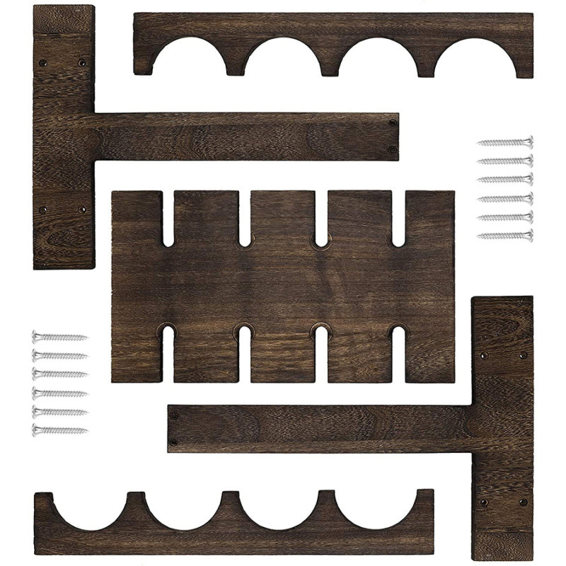 Matorino -Wood Wine Rack, Countertop Wine Storage Stand, Hold 4 Wine Bottles and 8 Glasses, Freestanding Wine Holder Stand for Kitchen, Pantry, Cellar, Bar.