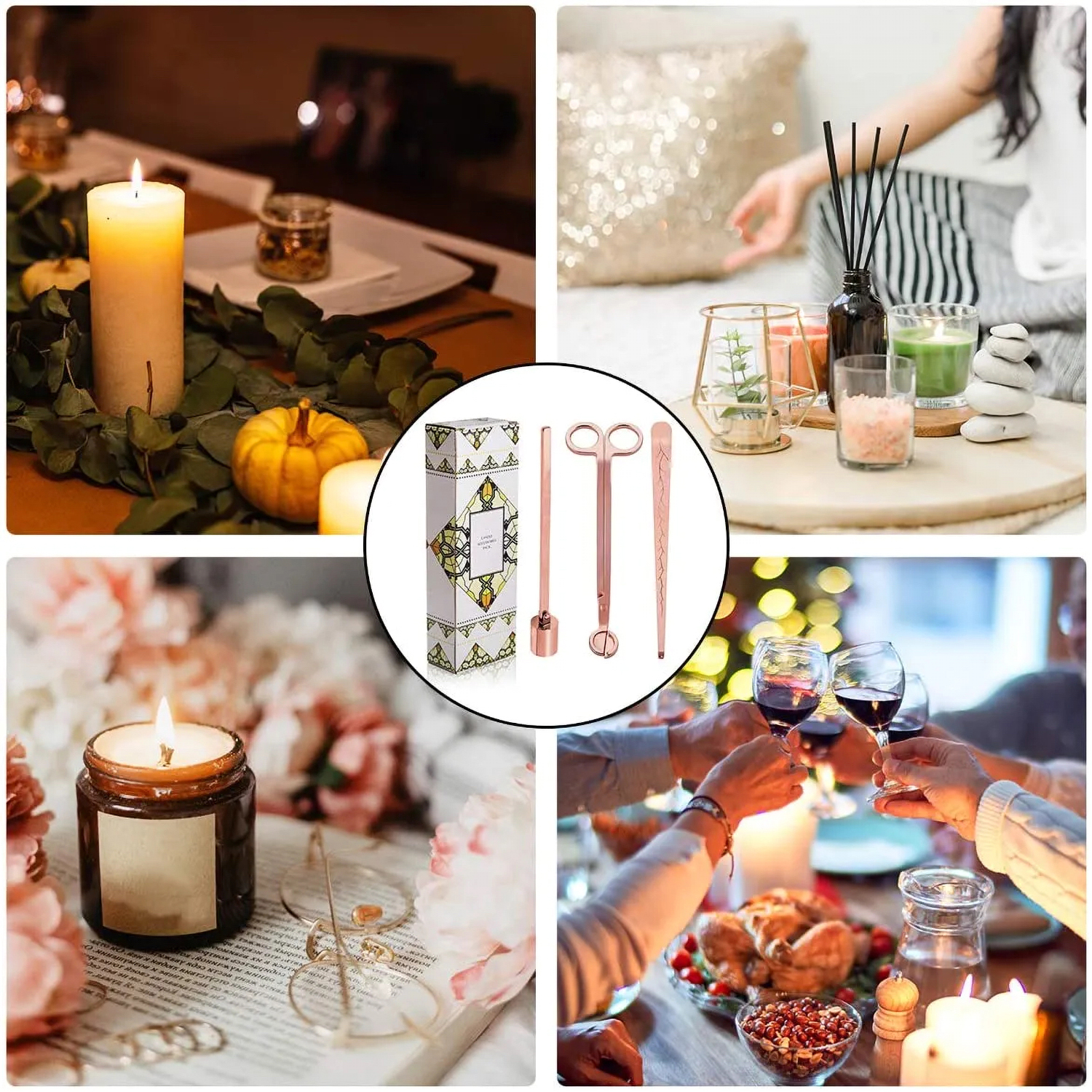 Matorino -3 in 1 Candle Accessory Set - Candle Wick Trimmer, Candle Wick Cutter, Candle Snuffer Extinguisher, Candle Wick Dipper with Gift Package for Candle Lovers.