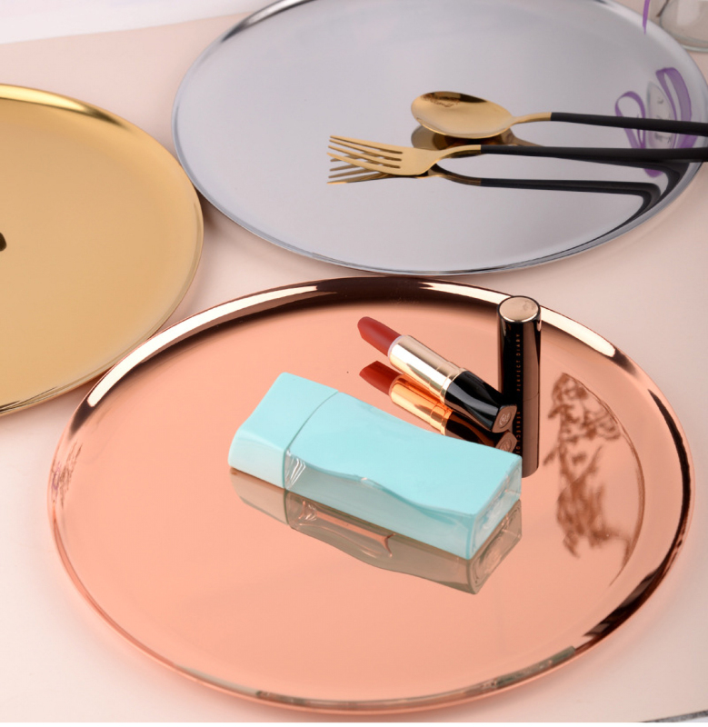 Matorino -Dinner Plates Serving Tray Stainless Steel Tray Golden Plate Cosmetics Jewelry Organizer Towel Tray Storage Tray Dish Tray Tea Tray Fruit Trays.