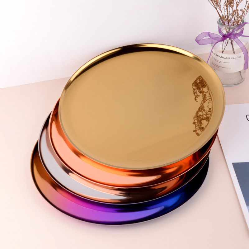Matorino -Dinner Plates Serving Tray Stainless Steel Tray Golden Plate Cosmetics Jewelry Organizer Towel Tray Storage Tray Dish Tray Tea Tray Fruit Trays.