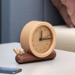 Matorino -Wood Desk Alarm Clock,Table Clock,12cm(4.7inch) Diameter, Silent Non Ticking, Battery Operated Quartz Movement.