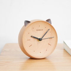 Matorino -Wood Desk Alarm Clock,Table Clock,12cm(4.7inch) Diameter, Silent Non Ticking, Battery Operated Quartz Movement.