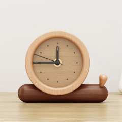 Matorino -Wood Desk Alarm Clock,Table Clock,12cm(4.7inch) Diameter, Silent Non Ticking, Battery Operated Quartz Movement.