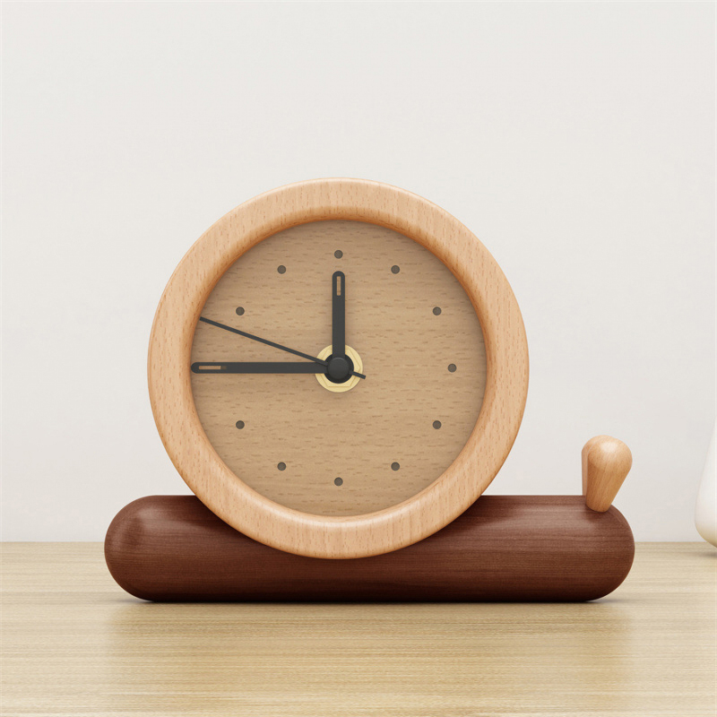 Matorino -Wood Desk Alarm Clock,Table Clock,12cm(4.7inch) Diameter, Silent Non Ticking, Battery Operated Quartz Movement.