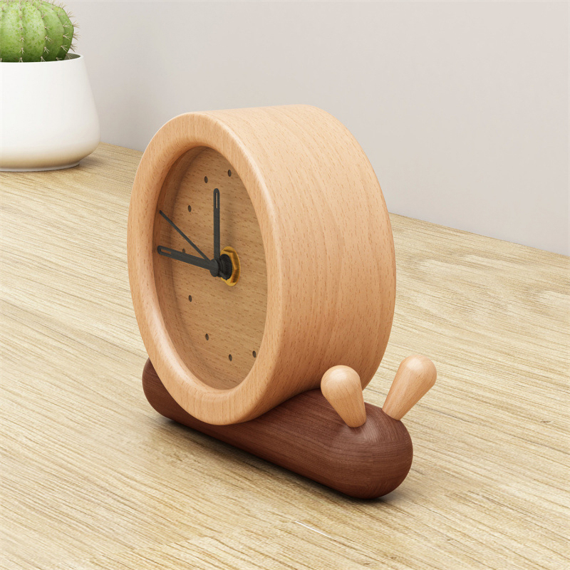 Matorino -Wood Desk Alarm Clock,Table Clock,12cm(4.7inch) Diameter, Silent Non Ticking, Battery Operated Quartz Movement.