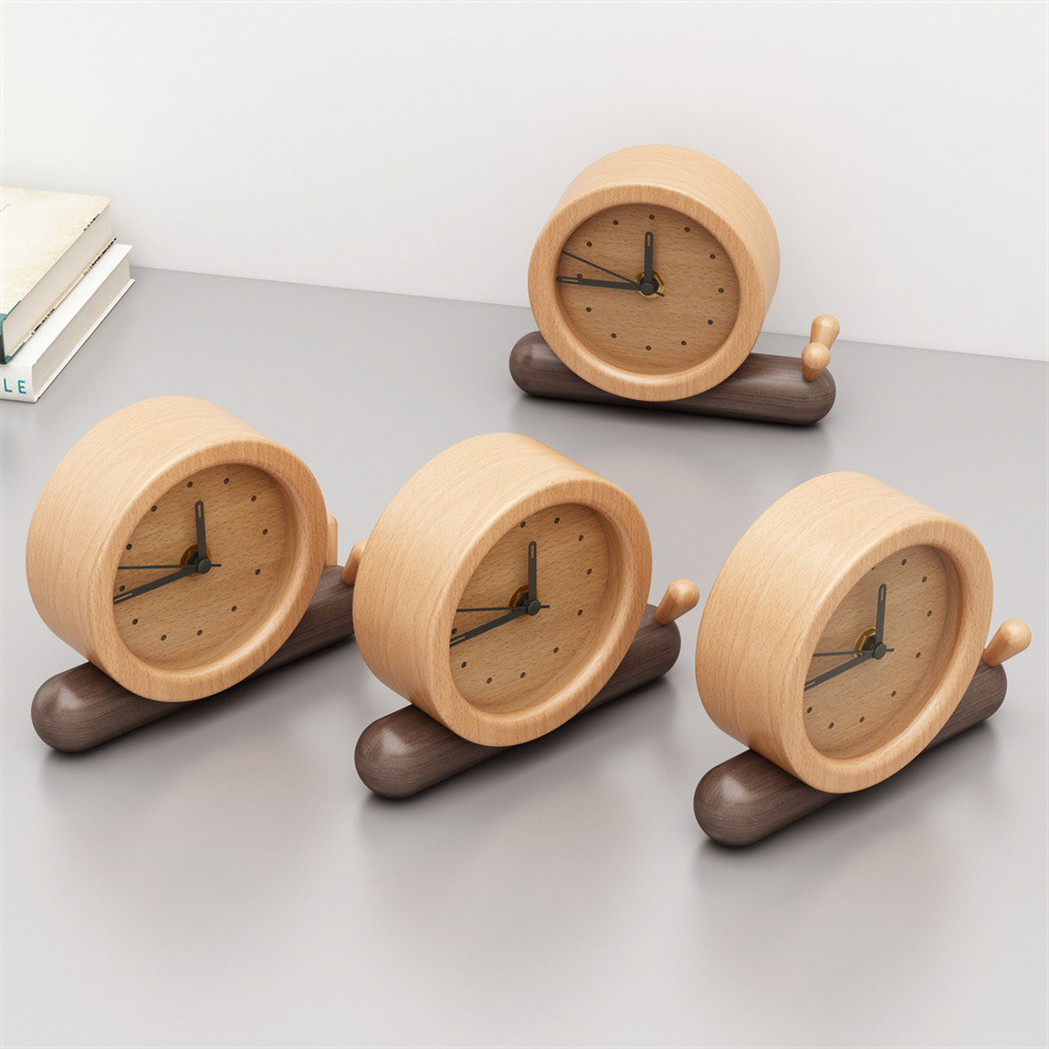 Matorino -Wood Desk Alarm Clock,Table Clock,12cm(4.7inch) Diameter, Silent Non Ticking, Battery Operated Quartz Movement.