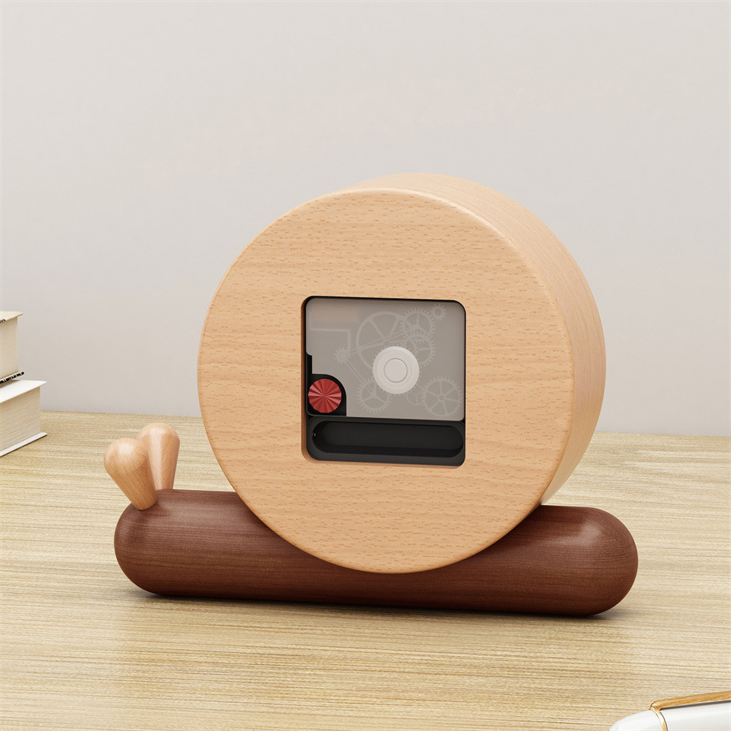 Matorino -Wood Desk Alarm Clock,Table Clock,12cm(4.7inch) Diameter, Silent Non Ticking, Battery Operated Quartz Movement.