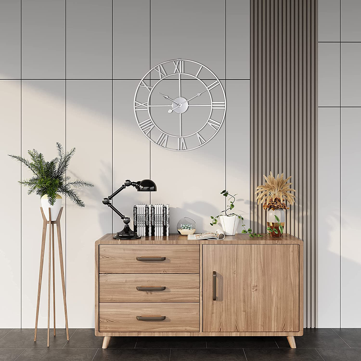 Matorino -Wall Clock Silent Non-Ticking Roman Numerals Battery Wall Clock for Living Room, Bedroom, Kitchen, Cafe Decor.