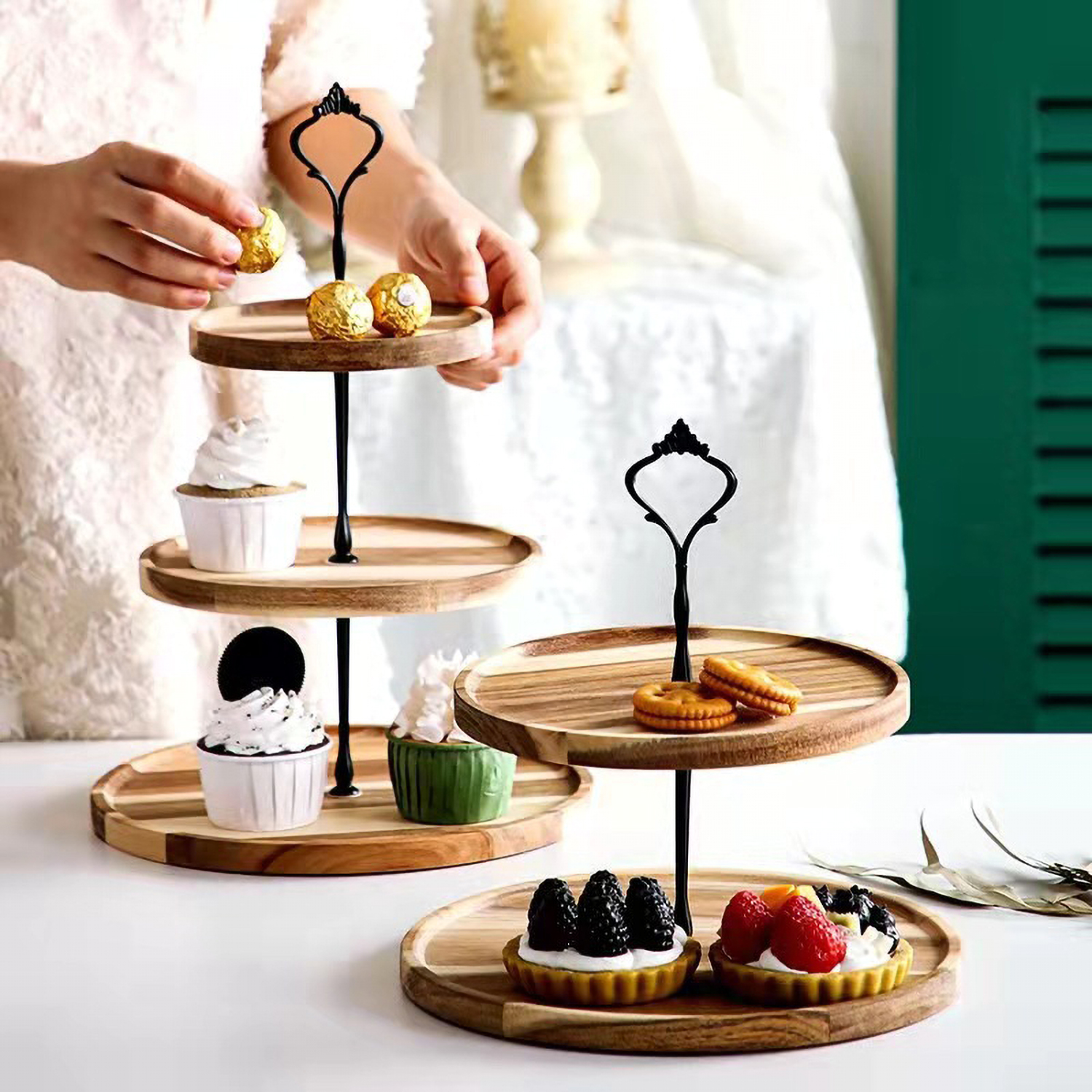 Matorino -Serving Tray, Serving Cake Wooden Stand, Cupcake Tower Wood, Dessert Stands, Cupcake Holder.