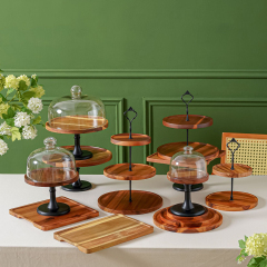 MatoRino -Acacia Wood Cake Stand,Dessert Stands Table Display Set,Tall 12 inch Rustic Dessert Cup Cake Stand for Weddings Birthdays Holidays Housewarmin.