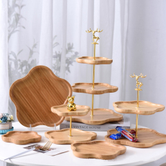Matorino -Easter Decorations Tray/3-Tier Flower Shape Serving Tray-Wood Cake Stand Decorative Tray for Cupcake Cake Dessert Pastry and Birthday Decorations, Family Gatherings Easter Tea Parties Office Parties
