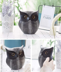 Matorino -Owl Statue for Home Decor Accents Office Decoration, Handmade Polka Dots Buhos Modern Bird Figurine for Indoor Book Shelf Desktop Cabinet Fireplace Mantel Living Room Bedroom Ornament.