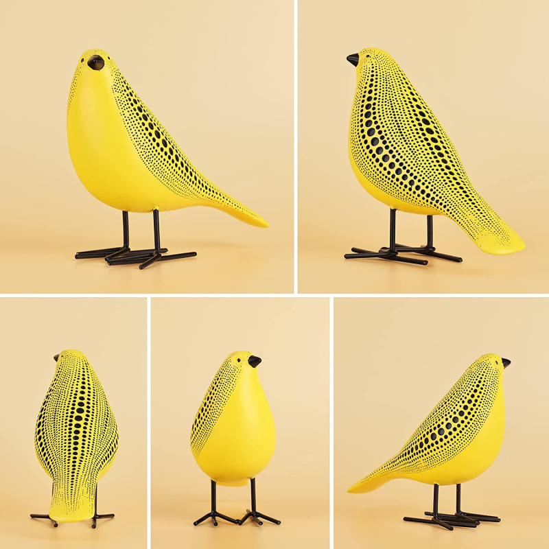 Matorino -Owl Statue for Home Decor Accents Office Decoration, Handmade Polka Dots Buhos Modern Bird Figurine for Indoor Book Shelf Desktop Cabinet Fireplace Mantel Living Room Bedroom Ornament.