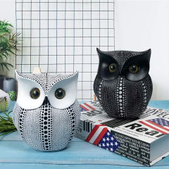 Matorino -Owl Statue for Home Decor Accents Office Decoration, Handmade Polka Dots Buhos Modern Bird Figurine for Indoor Book Shelf Desktop Cabinet Fireplace Mantel Living Room Bedroom Ornament.