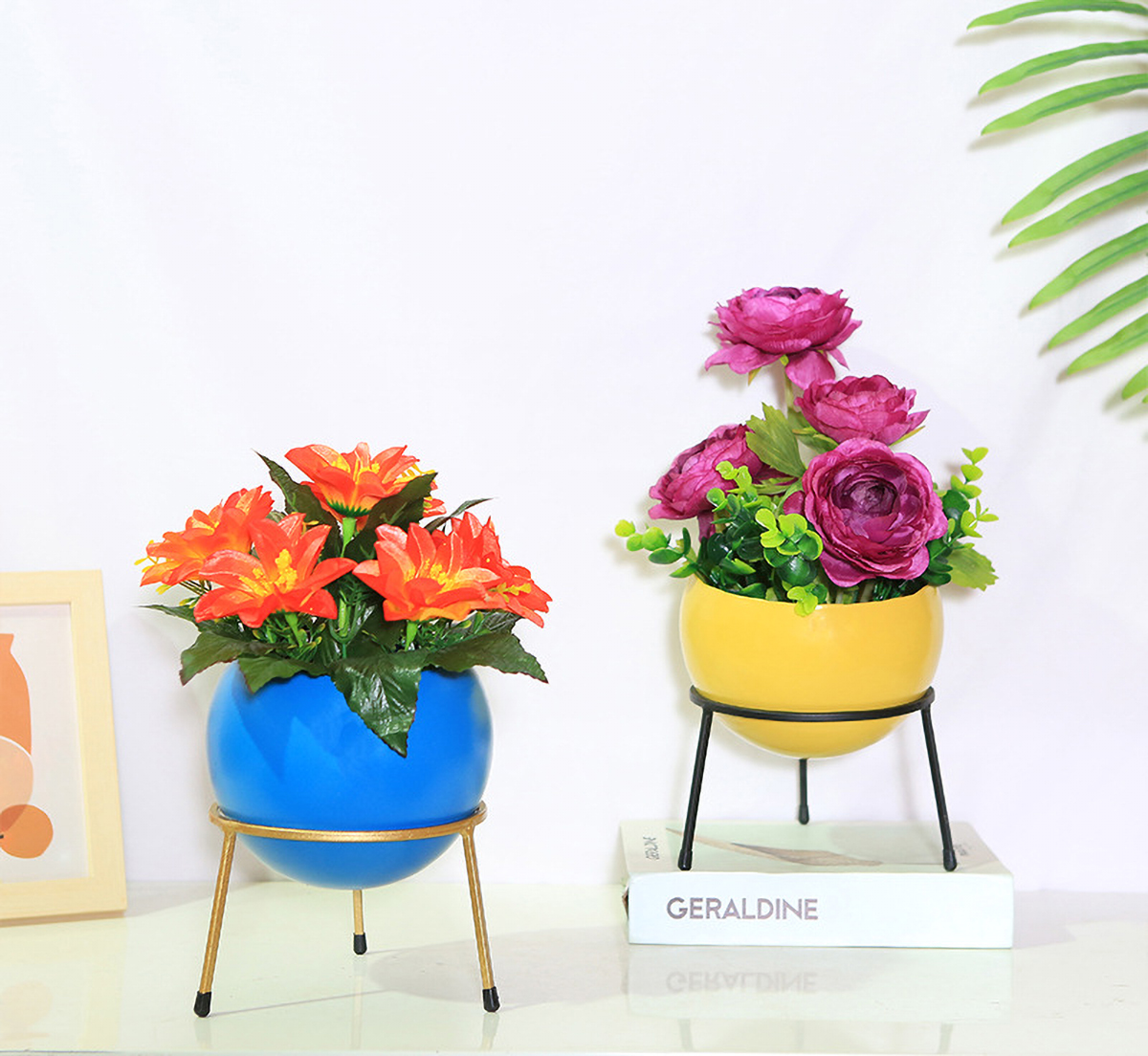Matorino -Morandi Metal Flower Pot, R-shaped Flower Pot Holder, Gardening Pot, Interior Decoration Pot, Living Room Decoration, Crafts, Simulated Plants