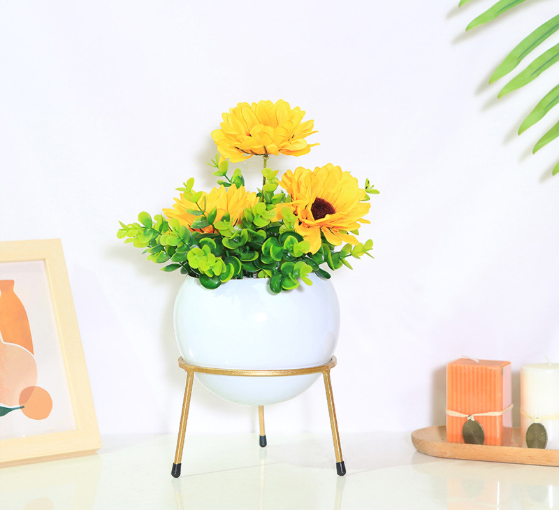 Matorino -Morandi Metal Flower Pot, R-shaped Flower Pot Holder, Gardening Pot, Interior Decoration Pot, Living Room Decoration, Crafts, Simulated Plants