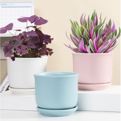 Matorino -Plant pot with Drainage and Saucer, Ceramic Planters Indoor Plants, Flower Pot Outdoor, Leaf Printing Indoor Pots for Plants.