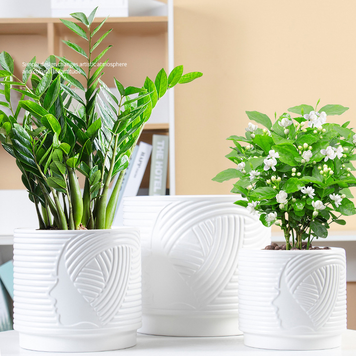 Matorino -Plant Pots ,Ceramic Pots for Indoor Plants, Set of 3 Flower Pots, Unique Crackle Glaze Design Plant Pots with Drainage Hole and Saucer Come with Drainage Nets.