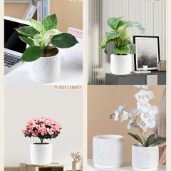 Matorino -Plant Pots ,Ceramic Pots for Indoor Plants, Set of 3 Flower Pots, Unique Crackle Glaze Design Plant Pots with Drainage Hole and Saucer Come with Drainage Nets.