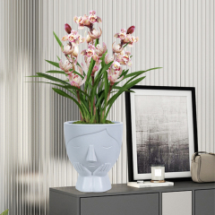 Matorino -Ceramic Head Planter with Drainage Hole, Indoor Face Plant Pot, Modern Statue Flower Vase Windowsill Box, Artsy Home Decoration.
