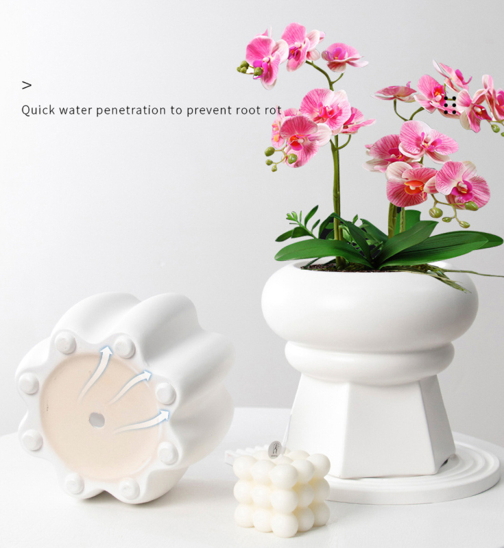 Matorino -Succulent Pot with Drainage,Planting/ Flower Pots,Small Planter Pot for Mini Plant, Ceramic Flowing Glaze Base Serial Set with Holes.
