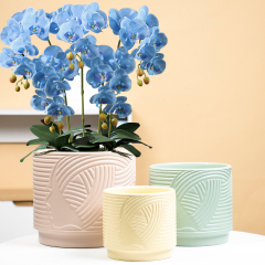 Matorino -Plant Pots ,Ceramic Pots for Indoor Plants, Set of 3 Flower Pots, Unique Crackle Glaze Design Plant Pots with Drainage Hole and Saucer Come with Drainage Nets.