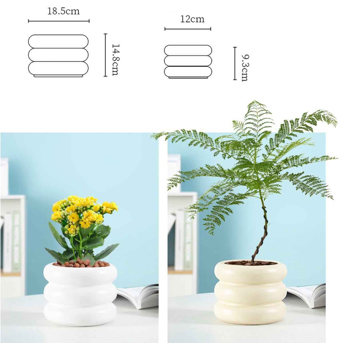 Matorino -Doughnut Ceramic Plant Pot,Flower Pot for All Indoor Plants, Sturdy Planter Pots with Drainage Hole.