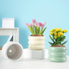 Matorino -Doughnut Ceramic Plant Pot,Flower Pot for All Indoor Plants, Sturdy Planter Pots with Drainage Hole.