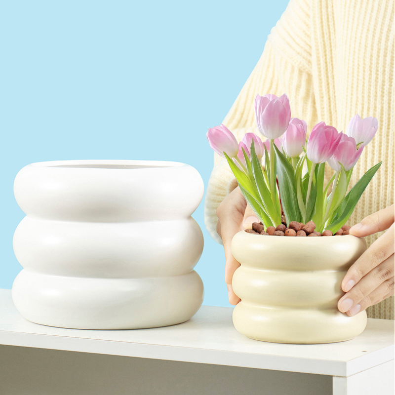 Matorino -Doughnut Ceramic Plant Pot,Flower Pot for All Indoor Plants, Sturdy Planter Pots with Drainage Hole.