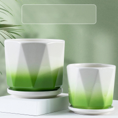 Matorino -Set of 2 Ceramic Pots for Plants, Indoor Plant Pots with Drainage and Saucer, Modern Planter, Decorative Flower Pots.
