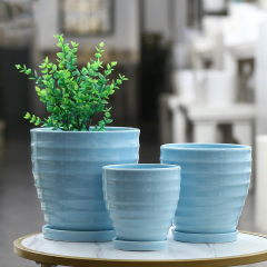 Matorino -Ceramic Planters, Set of 3 Plant Pots for Indoor Plants, Flower Pots with Drainage Holes, Large Round Planters Pot for Outdoor Indoor House Plants, Reactive Glaze Cloud Cream,Customized Colors.