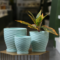 Matorino -Ceramic Planters, Set of 3 Plant Pots for Indoor Plants, Flower Pots with Drainage Holes, Large Round Planters Pot for Outdoor Indoor House Plants, Reactive Glaze Cloud Cream,Customized Colors.