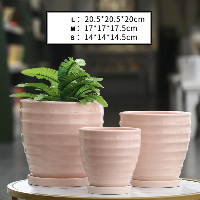 Matorino -Ceramic Planters, Set of 3 Plant Pots for Indoor Plants, Flower Pots with Drainage Holes, Large Round Planters Pot for Outdoor Indoor House Plants, Reactive Glaze Cloud Cream,Customized Colors.