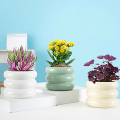 Matorino -Doughnut Ceramic Plant Pot,Flower Pot for All Indoor Plants, Sturdy Planter Pots with Drainage Hole.