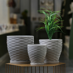 Matorino -Ceramic Planters, Set of 3 Plant Pots for Indoor Plants, Flower Pots with Drainage Holes, Large Round Planters Pot for Outdoor Indoor House Plants, Reactive Glaze Cloud Cream,Customized Colors.
