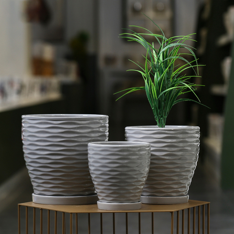 Matorino -Ceramic Planters, Set of 3 Plant Pots for Indoor Plants, Flower Pots with Drainage Holes, Large Round Planters Pot for Outdoor Indoor House Plants, Reactive Glaze Cloud Cream,Customized Colors.