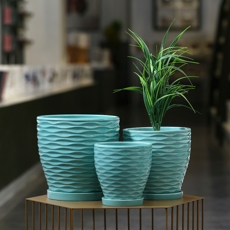 Matorino -Ceramic Planters, Set of 3 Plant Pots for Indoor Plants, Flower Pots with Drainage Holes, Large Round Planters Pot for Outdoor Indoor House Plants, Reactive Glaze Cloud Cream,Customized Colors.
