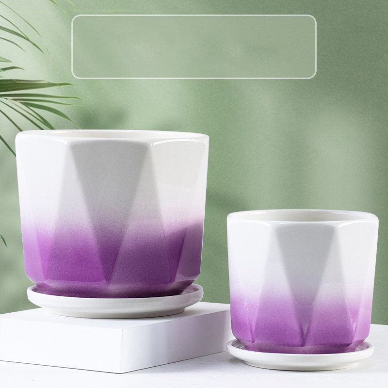 Matorino -Set of 2 Ceramic Pots for Plants, Indoor Plant Pots with Drainage and Saucer, Modern Planter, Decorative Flower Pots.