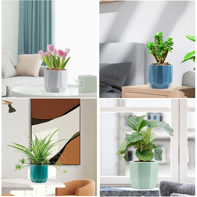 Matorino -Ceramic Pots for Indoor Plants, Set of 3 in Different Sizes Round Plant Pots, Flower Pots with Connected Saucer for Garden Indoor Outdoor Plants.