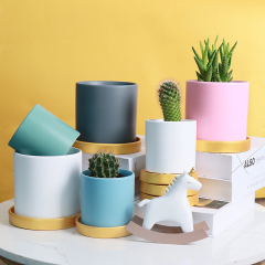 Matorino -Double Size Ceramic Plant Pots with Drainage Holes, Adorable Flower Planter Pot with Bamboo Tray for Indoor Plants, Succulent, Snake Plants, Cactus & Herbs.