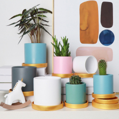 Matorino -Double Size Ceramic Plant Pots with Drainage Holes, Adorable Flower Planter Pot with Bamboo Tray for Indoor Plants, Succulent, Snake Plants, Cactus & Herbs.